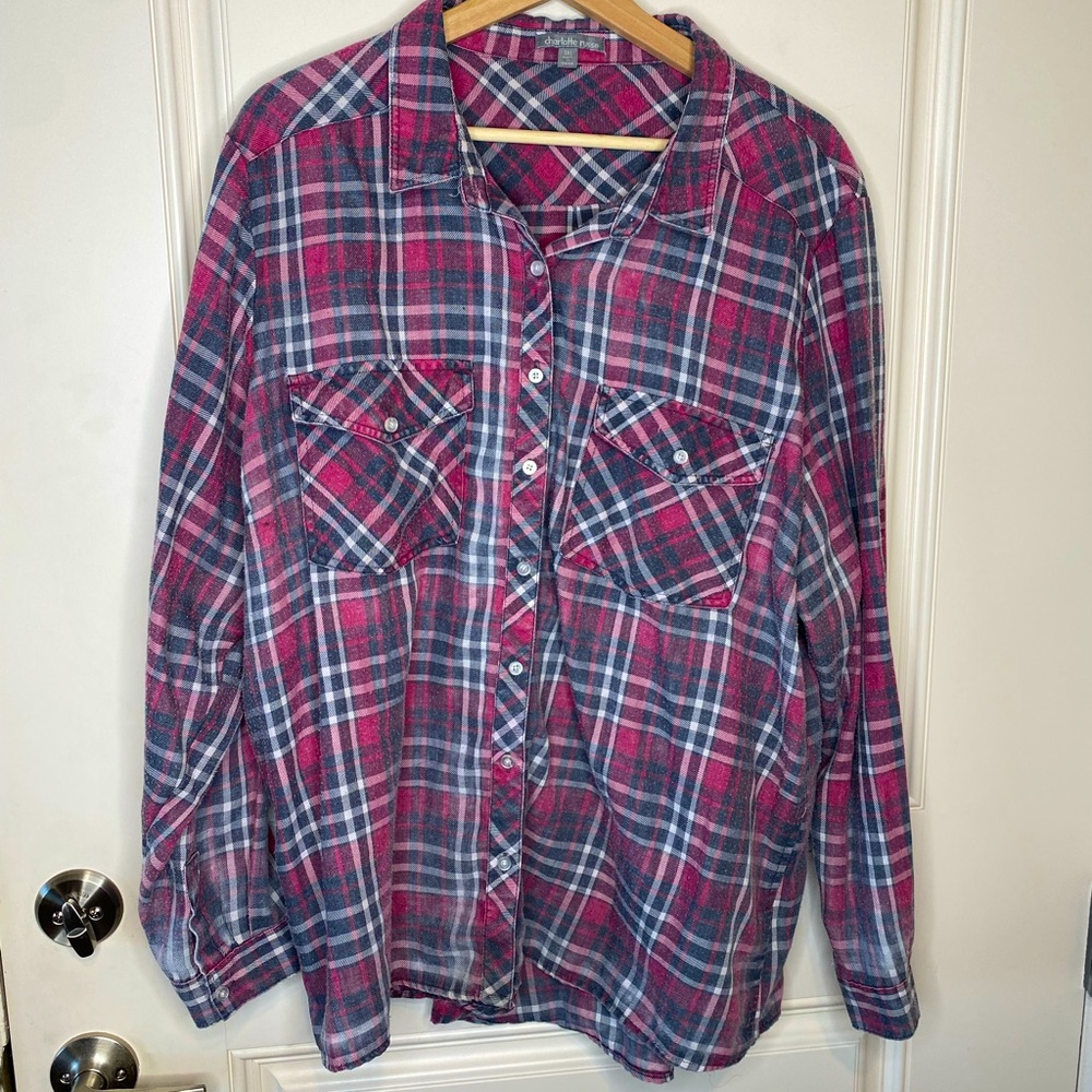 COPY - Pink Plus Distressed Flannel